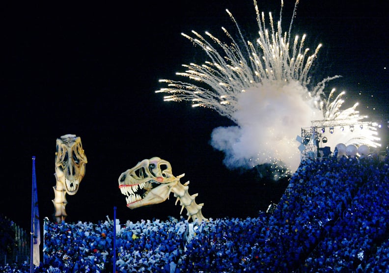 No fireworks show is complete without dinosaur skeletons.