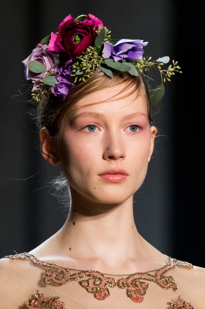 Marchesa Flowers Sewn Hair New York Fashion Week Fall 2017