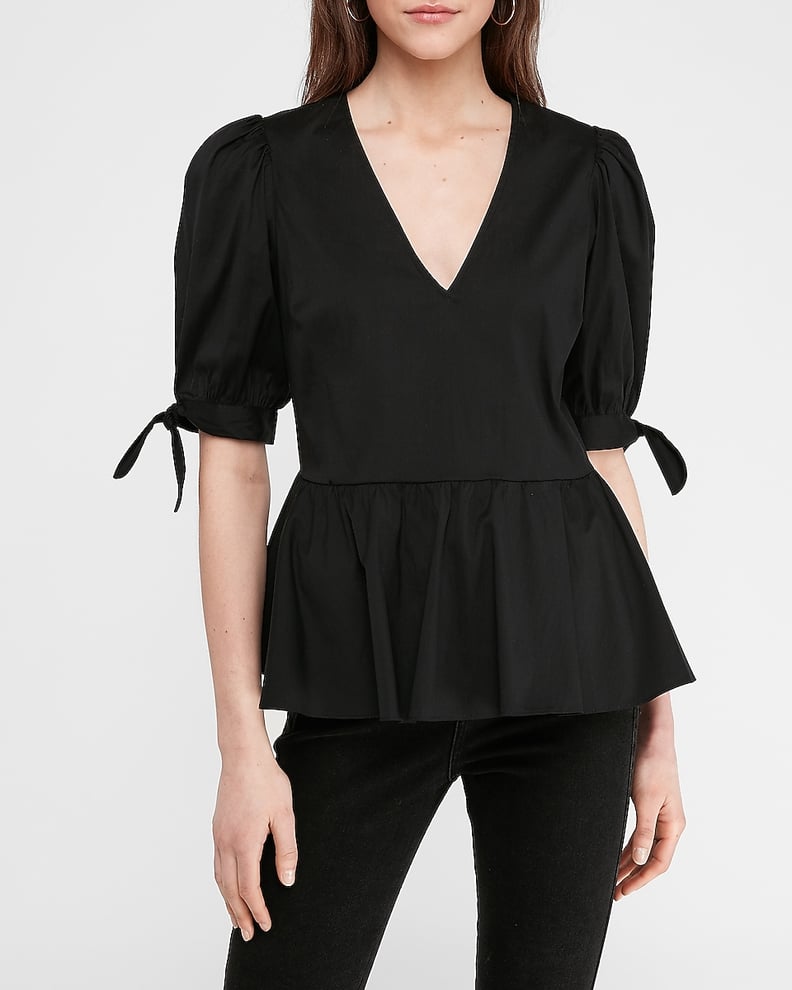 Tie-Sleeve Peplum Top