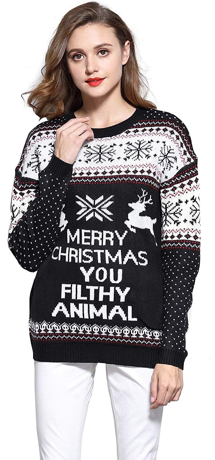 v28 Women's Christmas Reindeer Snowflakes Sweater | The Best Ugly