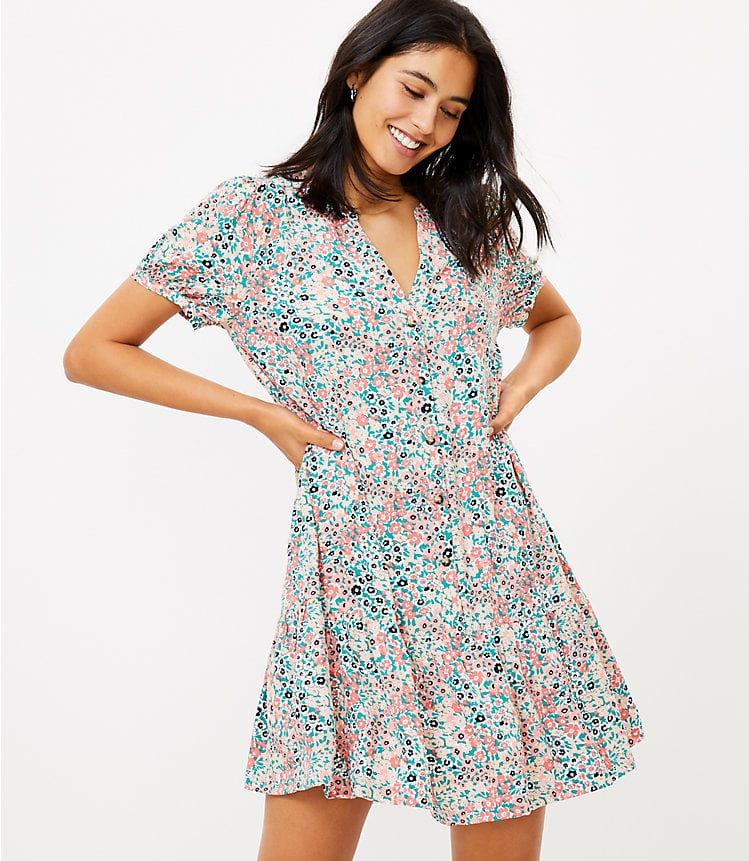 Loft Floral Flounce Shirtdress