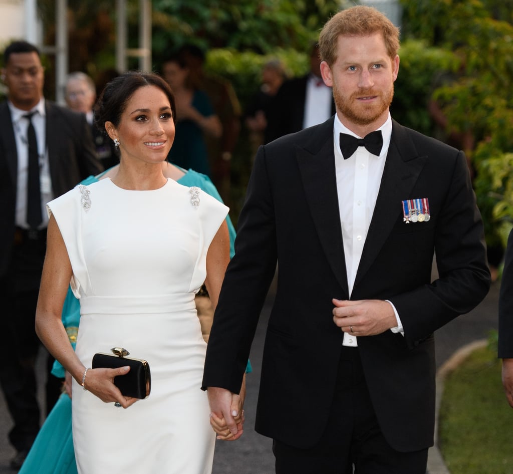 Meghan Markle White Theia Dress in Tonga October 2018