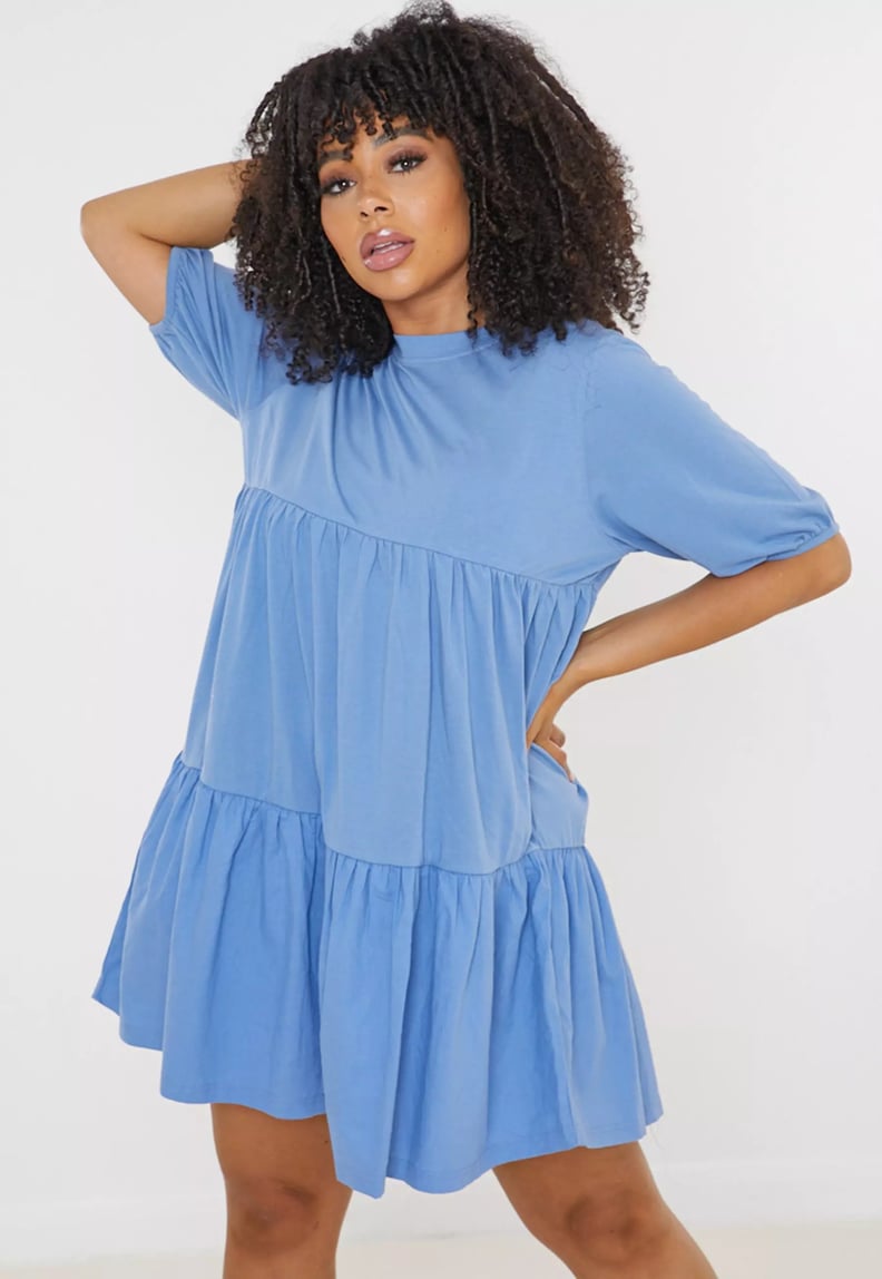 Missguided Plus Size Blue Tiered T-Shirt Smock Dress