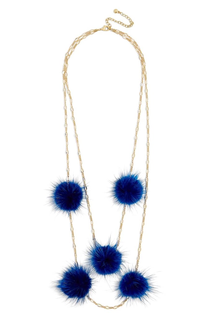 BaubleBar Loulou Genuine Marten Fur Pom-Pom Layered Necklace