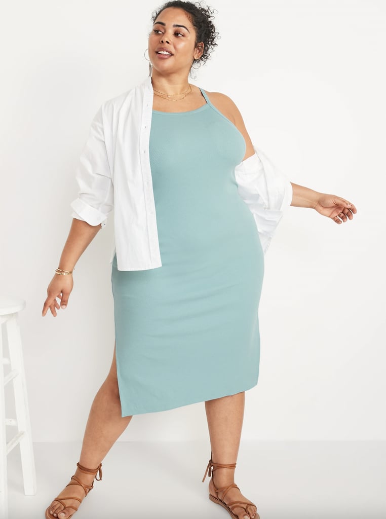 Old Navy Fitted Rib-Knit Midi Cami Dress