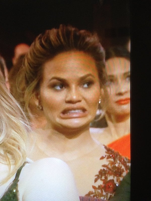 Chrissy Teigen made an unforgettable face, and she went on to clarify via Twitter that she was definitely reacting to Stacey.