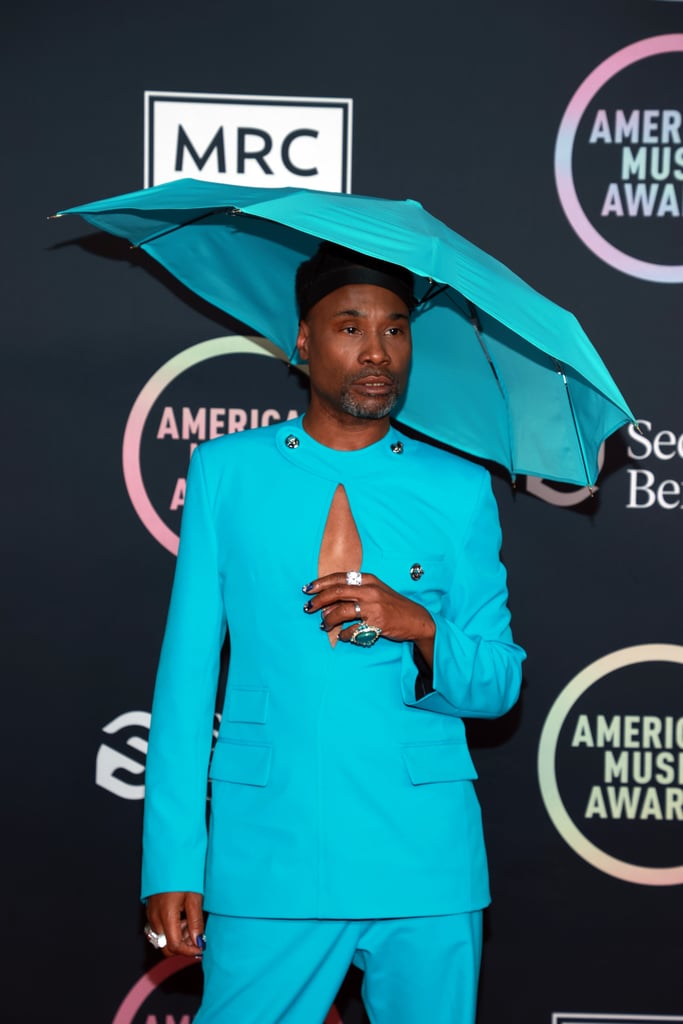 Billy Porter's Blue Suit and Umbrella Hat at the 2021 AMAs