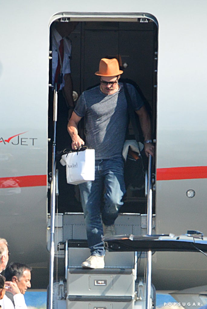 Brad Pitt touched down in Nice, France, with his family on Friday.