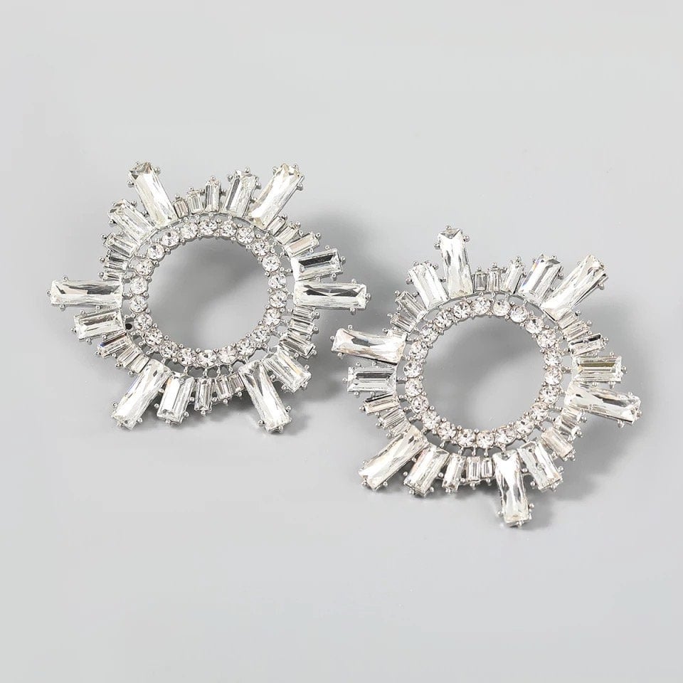 Crystal Sunburst Statement Earrings