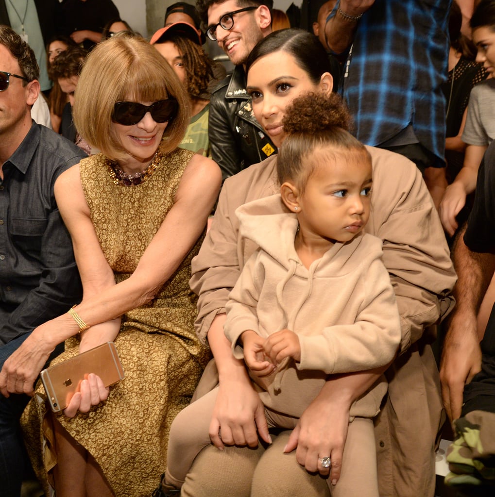 Kim Kardashian and North West at Yeezy Season 2 Fashion Show