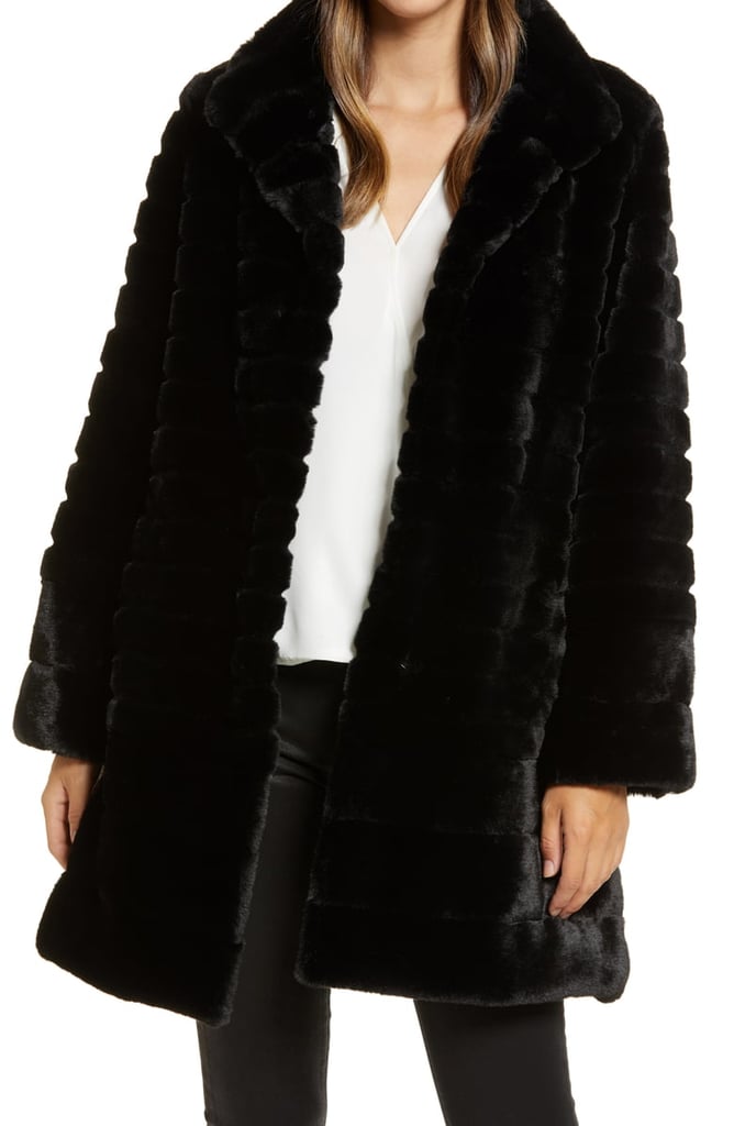 Gallery Grooved Faux Fur Walking Coat