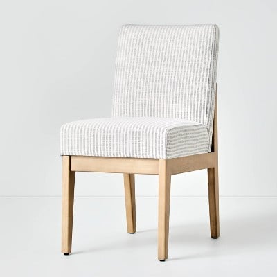 Upholstered Natural Wood Slipper Dining Chair