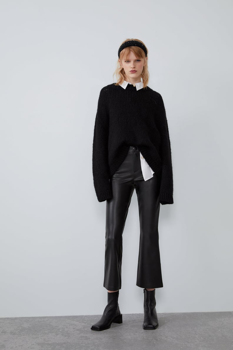 Zara, Pants & Jumpsuits, Nwt Zara Grey Faux Leather Snake Print Pants  Front Slit Pants