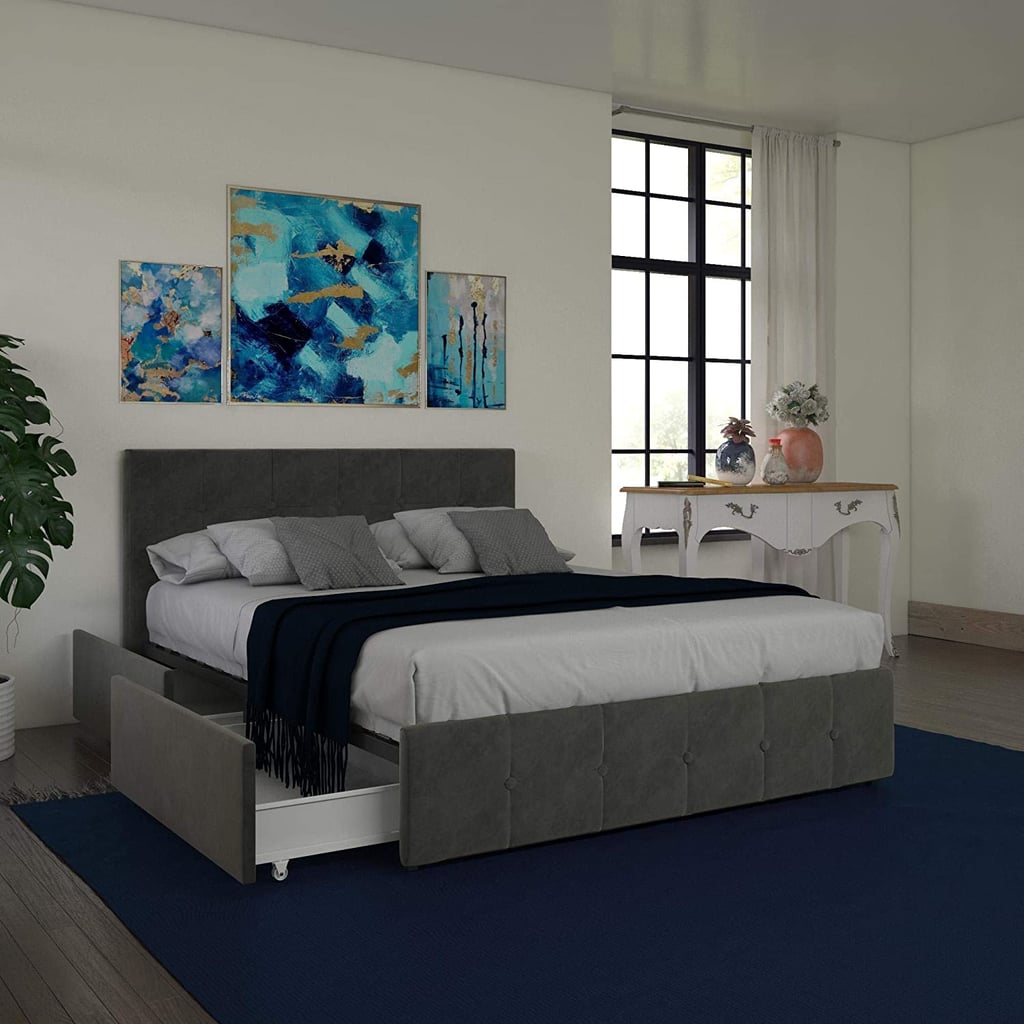 DHP Velvet-Queen Upholstered Bed