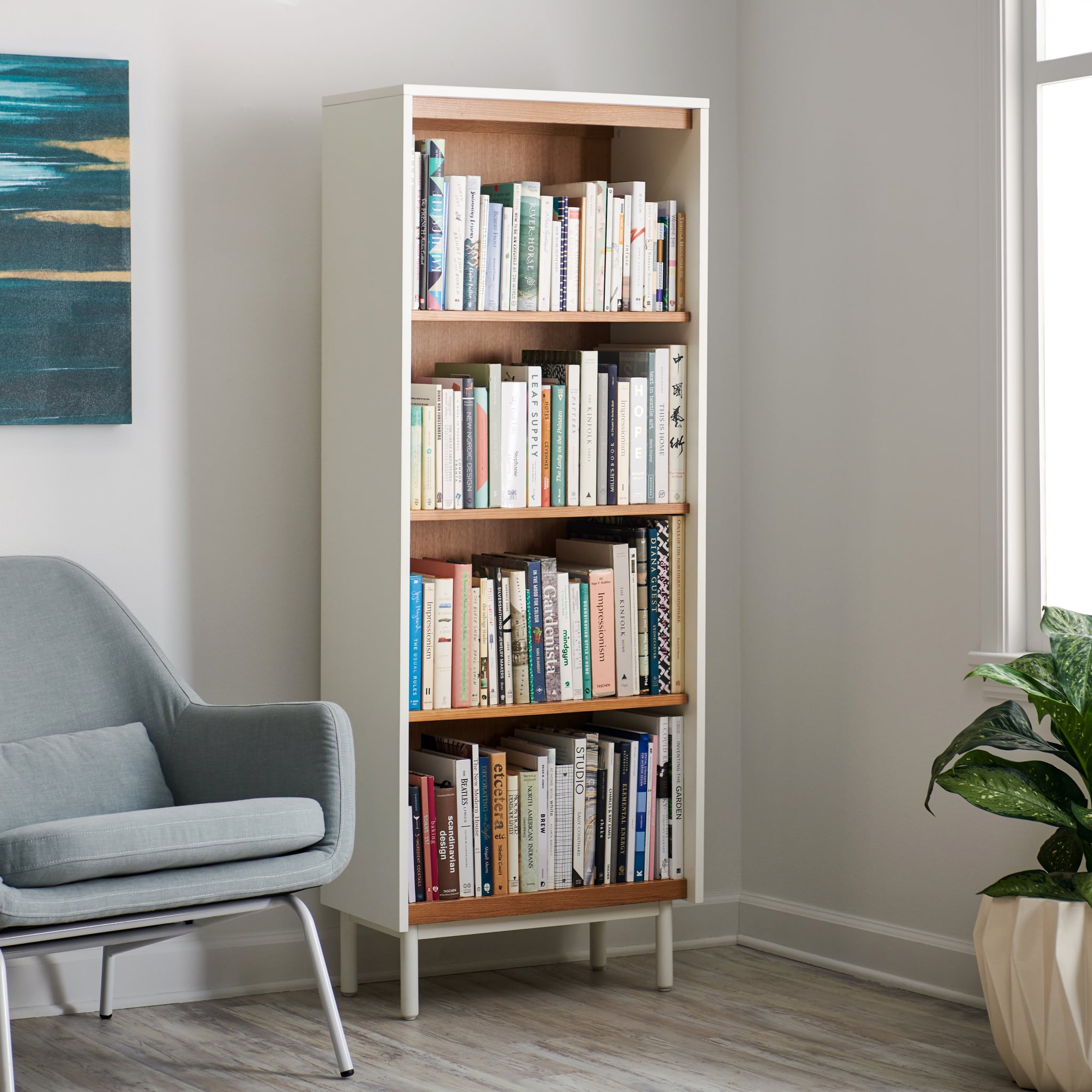 Modrn Scandinavian Finna Tall Bookcase Walmart S Living Room