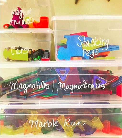 Label Plastic Bins With Dry Erase Markers Toy Storage Hacks