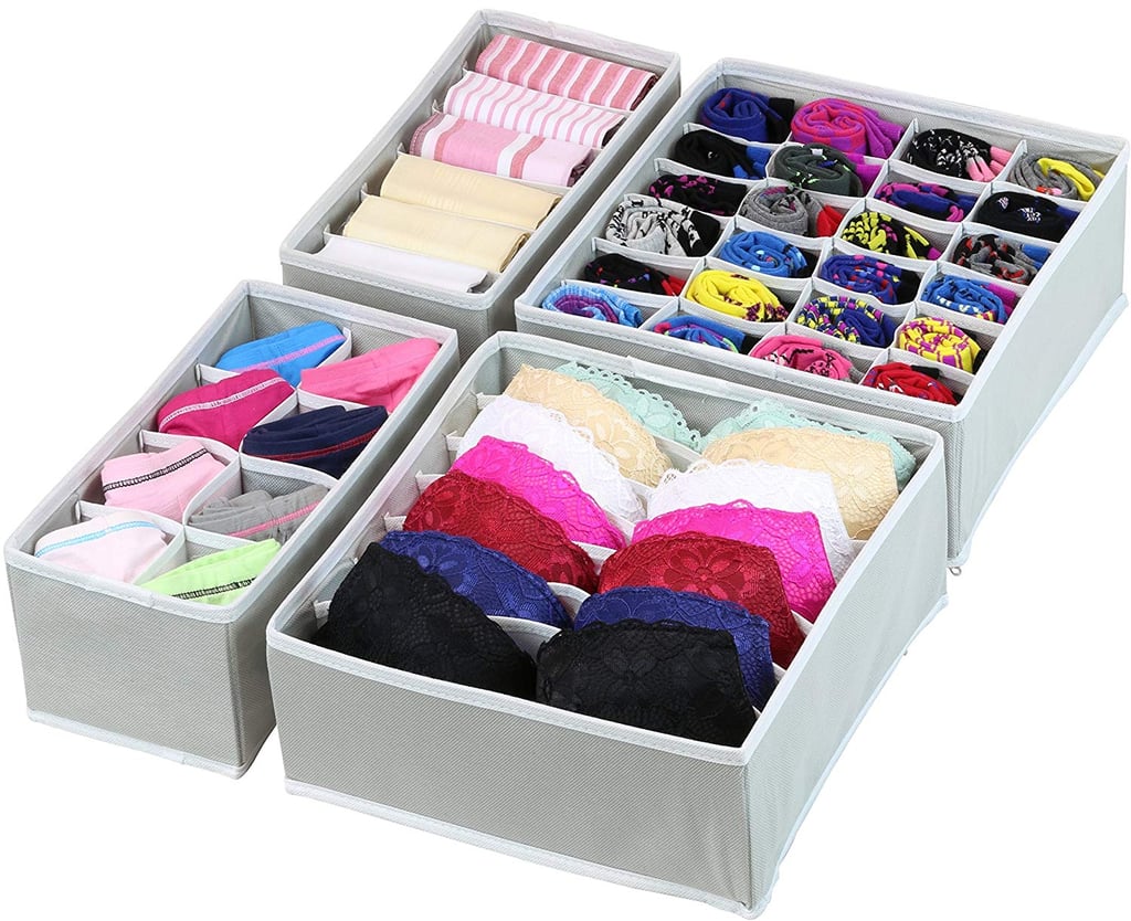 A Complete Drawer Organizer: Simple Houseware Closet Underwear Organizer Drawer Divider 4 Set