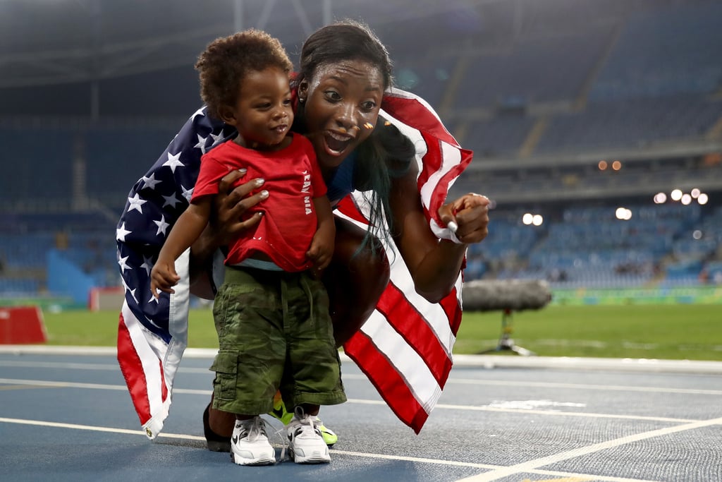 Nia Ali and Son Titus at the Summer Olympics 2016