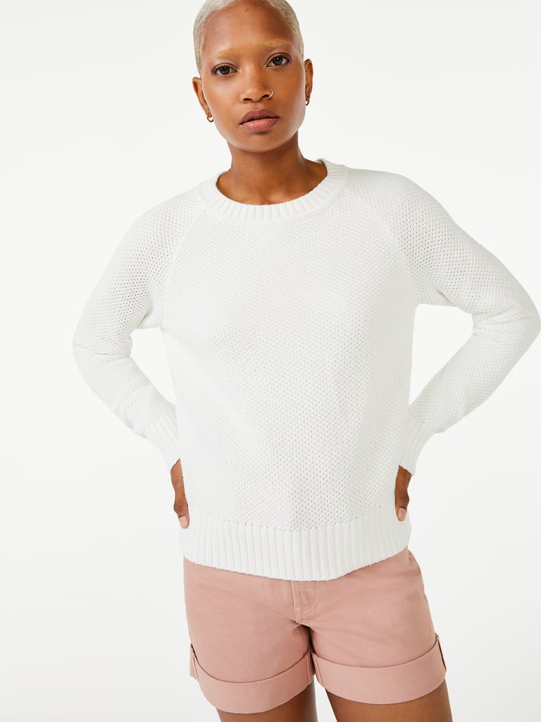 Free Assembly Women's Raglan Novelty Stitch Sweater