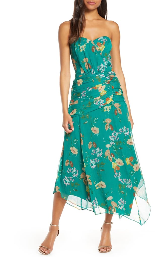 Harlyn Strapless Floral Midi Dress