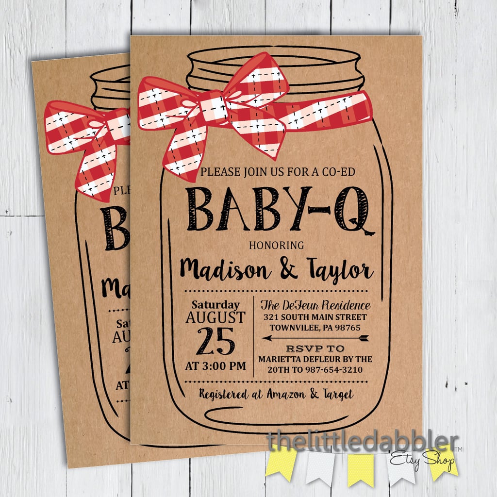 BBQ Mason Jar Baby Shower Invitation