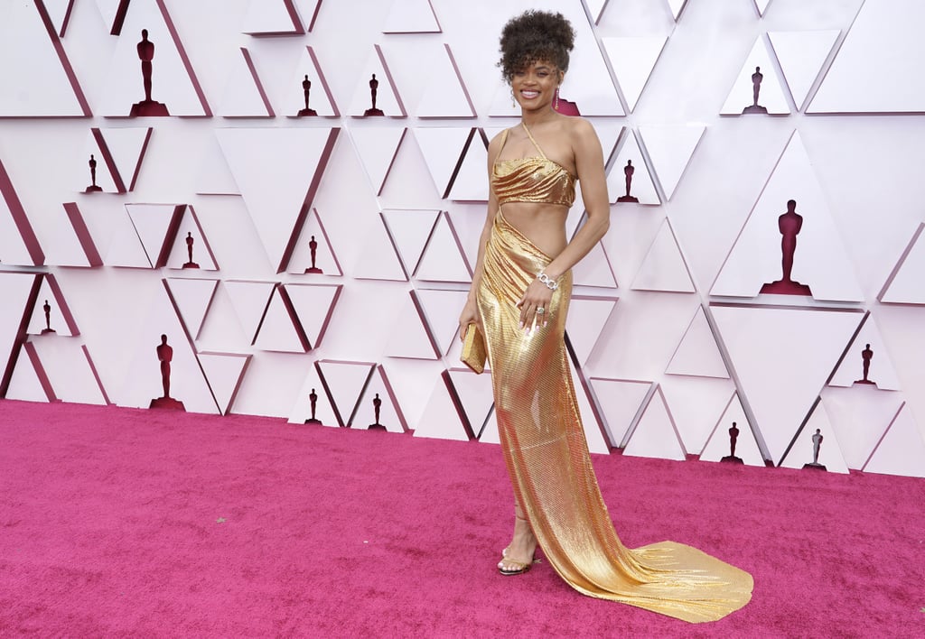 See Andra Day's Gold Cutout Dress at the 2021 Oscars