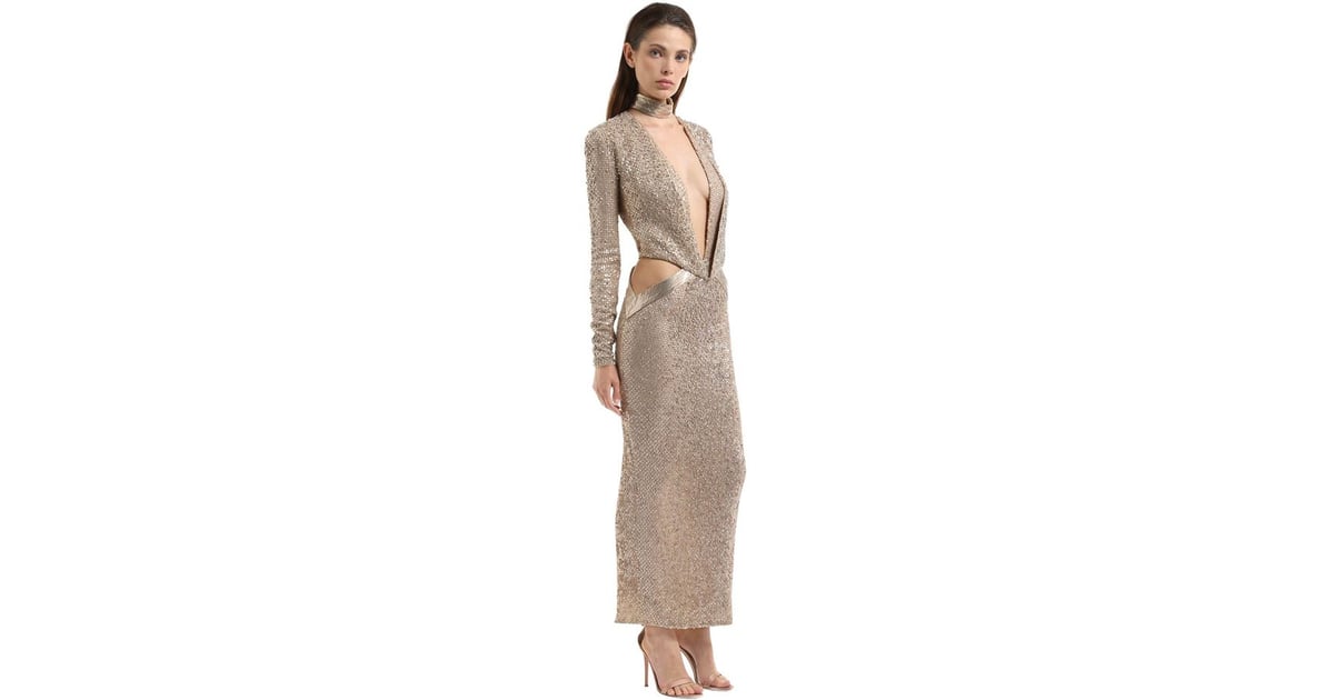 Julien Macdonald Sequined Gown | Kendall Jenner Silver Redemption Dress ...