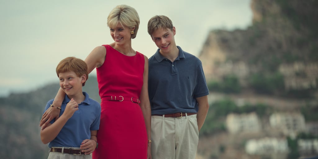 Fflyn Edwards as Prince Harry, Elizabeth Debicki as Princess Diana, & Rufus Kampa as Prince William