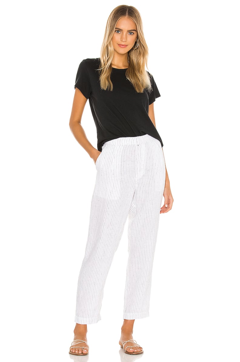 Michael Stars Flynn Single Pleat Trouser in White & Black Stripe