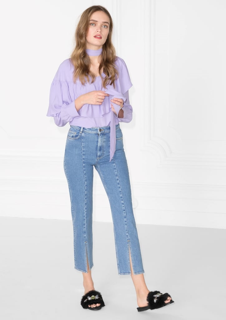 Front Split Cropped Denim