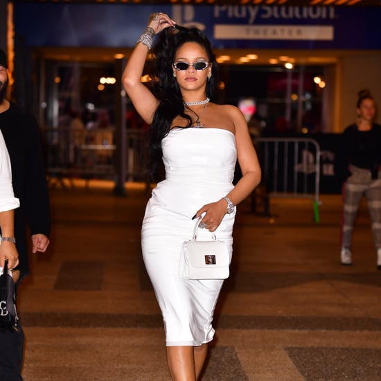 Rihanna's White Alex Perry Dress Fenty Sandals October 2019