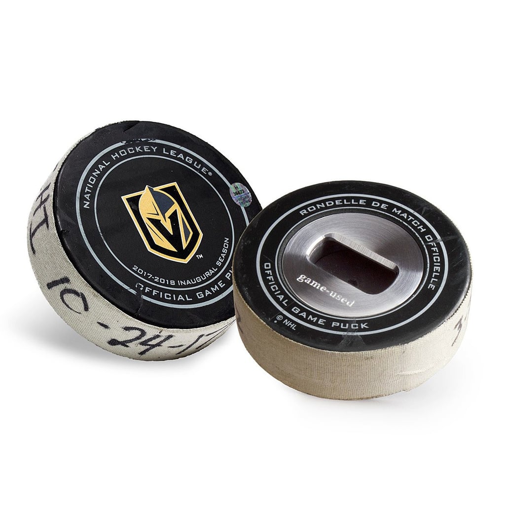 Game-Used Hockey Puck Bottle Opener