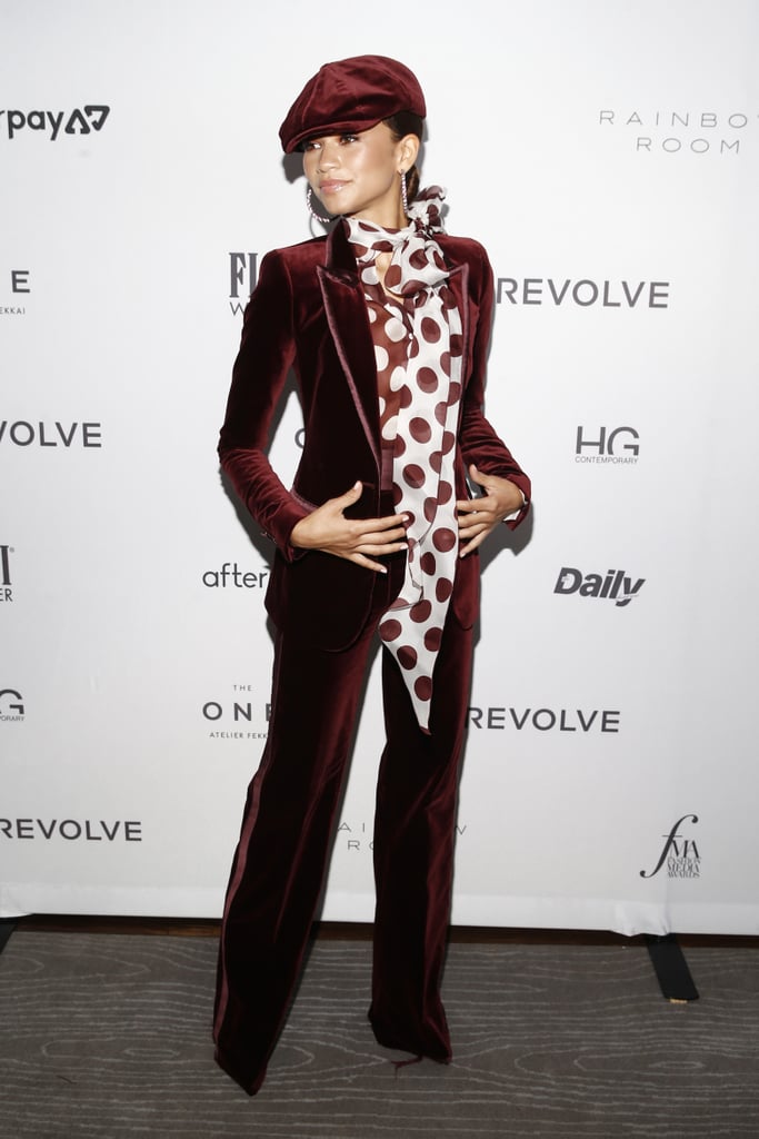Zendaya's Red Velvet Suit at The Fashion Media Awards 2019