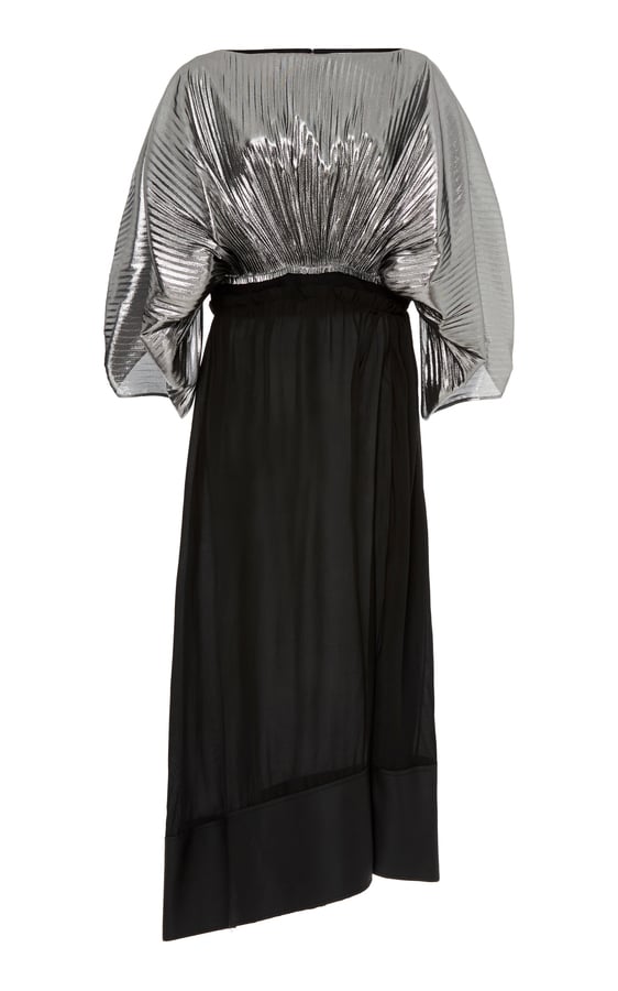 Loewe Pleated Lurex Midi Dress | Miley Cyrus's Silver Bow Dress on The ...
