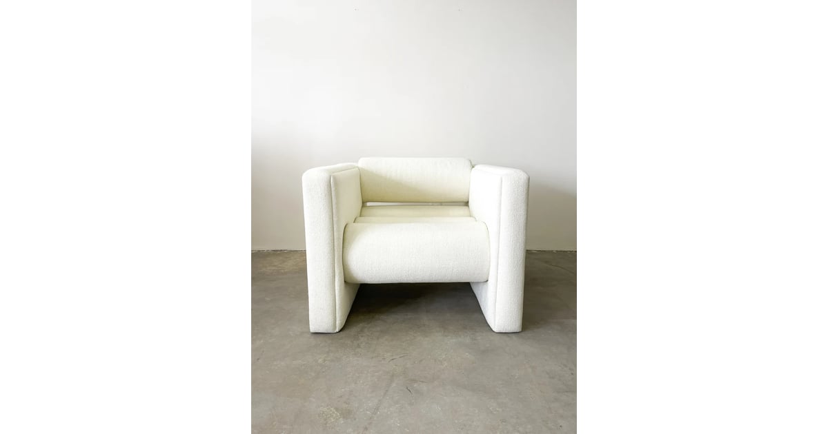 A Boucle Chair Vintage Postmodern Boucle Bolster Club Chair Best