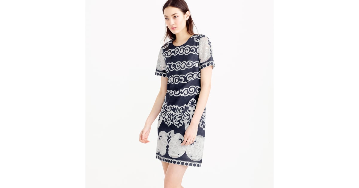 j crew white denim shift dress
