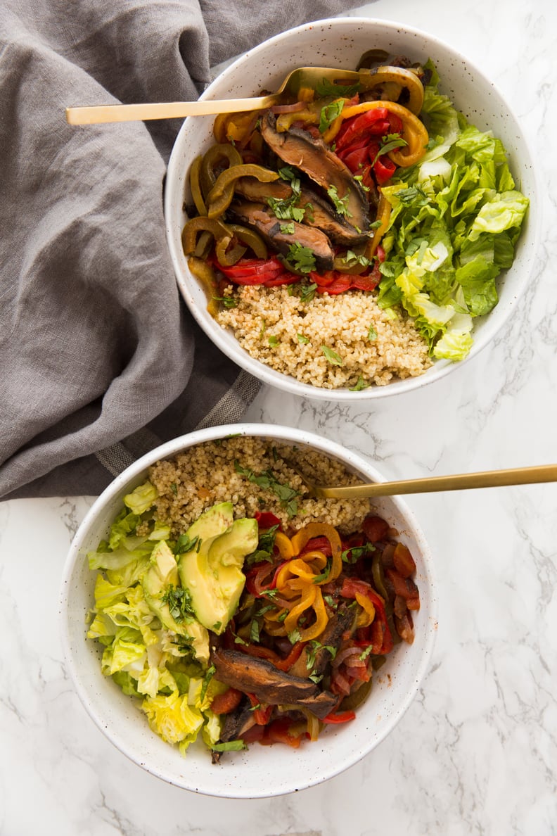 Entrée: Vegan Pressure Cooker Portobello Mushroom Fajita Bowls