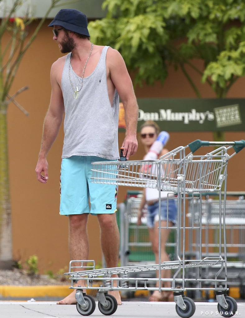 Liam Hemsworth in a Tank Top Shopping in Australia