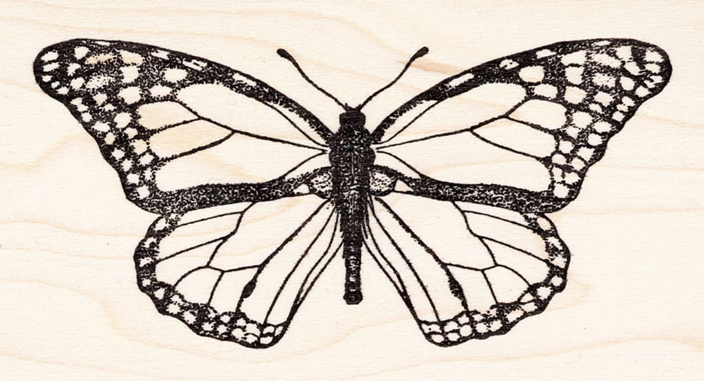 Large Monarch Butterfly Rubber Stamp