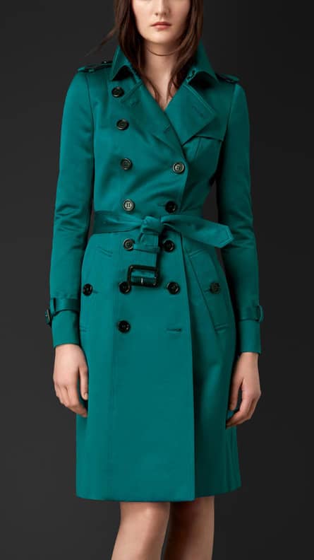 burberry teal cashmere sandringham trench coat