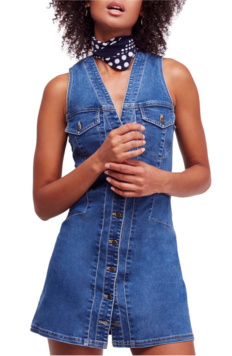 Free People Wandering Star Denim Minidress