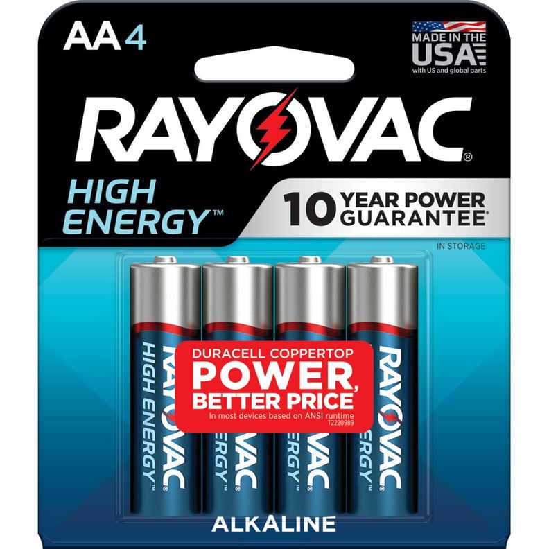 For Lighting Necessities: Rayovac High Energy AA 1.5V Alkaline Batteries