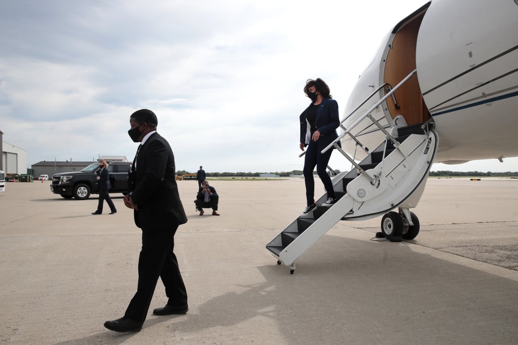 Kamala Harris Wearing Black Low-Top Converse in Milwaukee