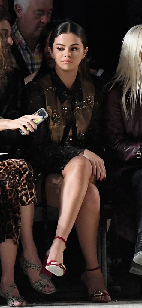 Selena Gomez Gold Dress at Coach Fashion Show September 2018