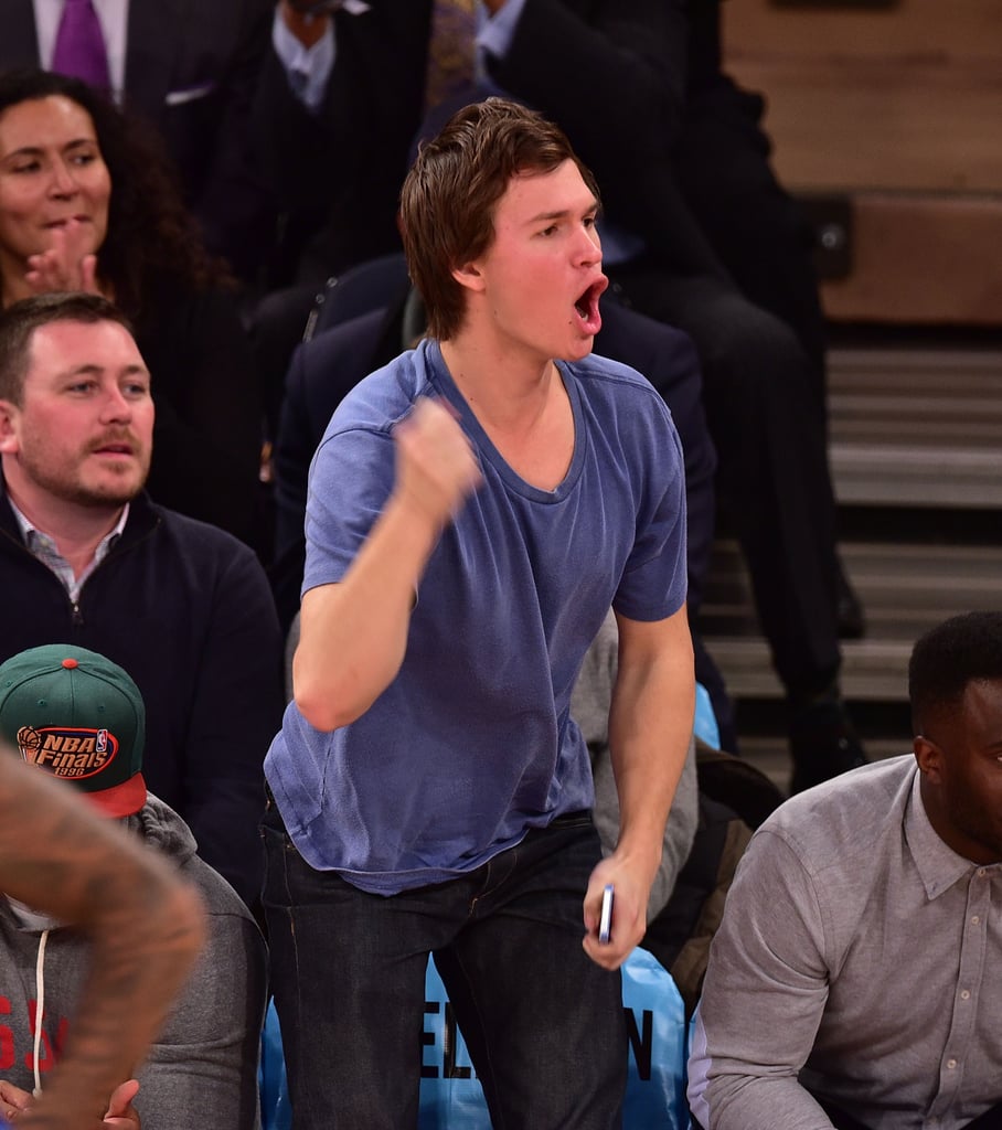 Ansel Elgort was a one-man cheering section at a January 2015 Knicks game — he also had more hilarious moments courtside.