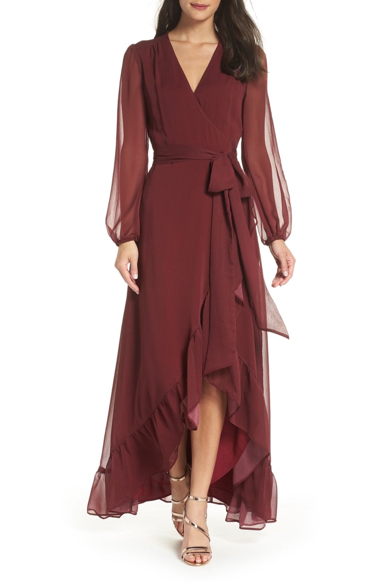 Wayf Meryl Long Sleeve Wrap Maxi Dress