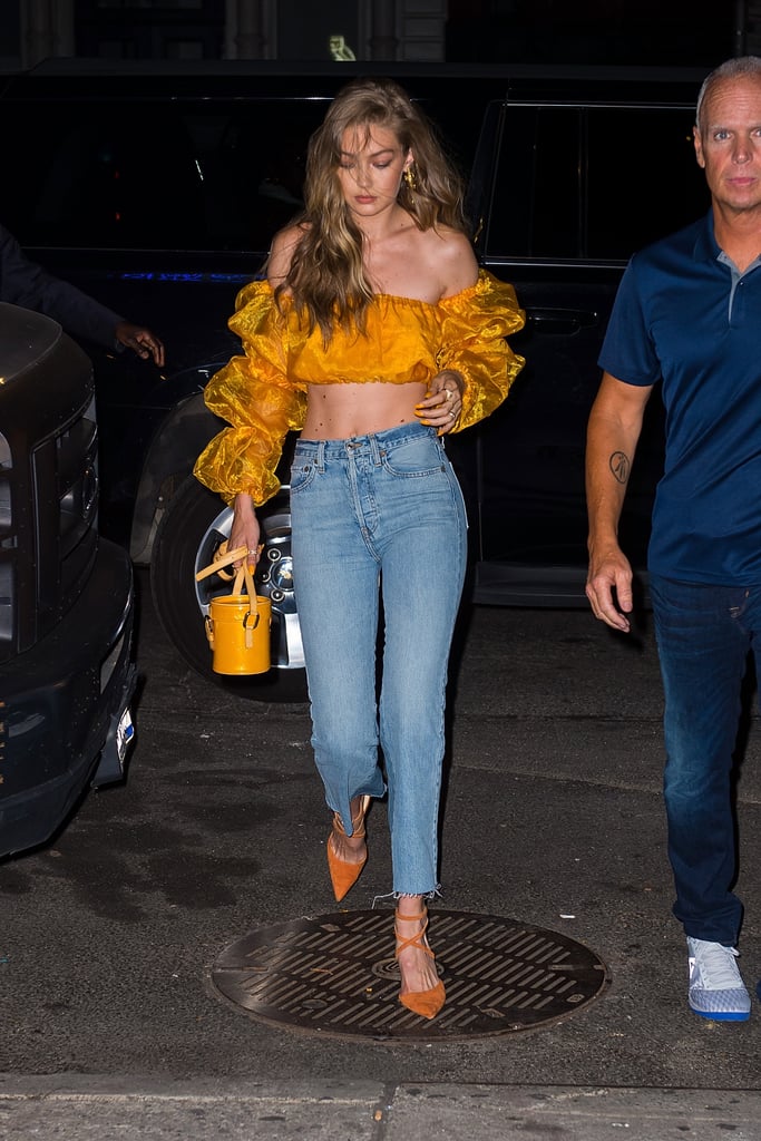 Gigi Hadid Wearing Orange Crop Top July 2018