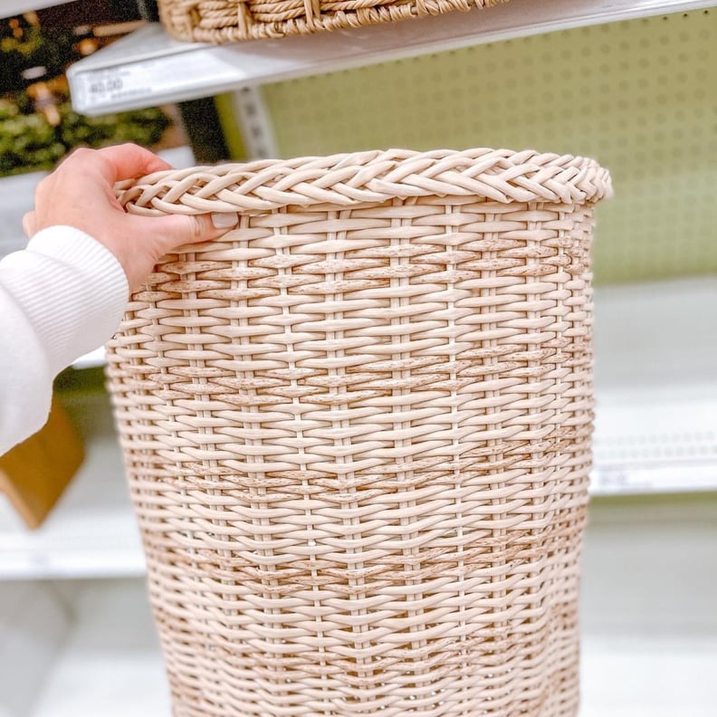 A Storage Basket: Tapered Outdoor Variegated Manmade Rattan Decorative Basket