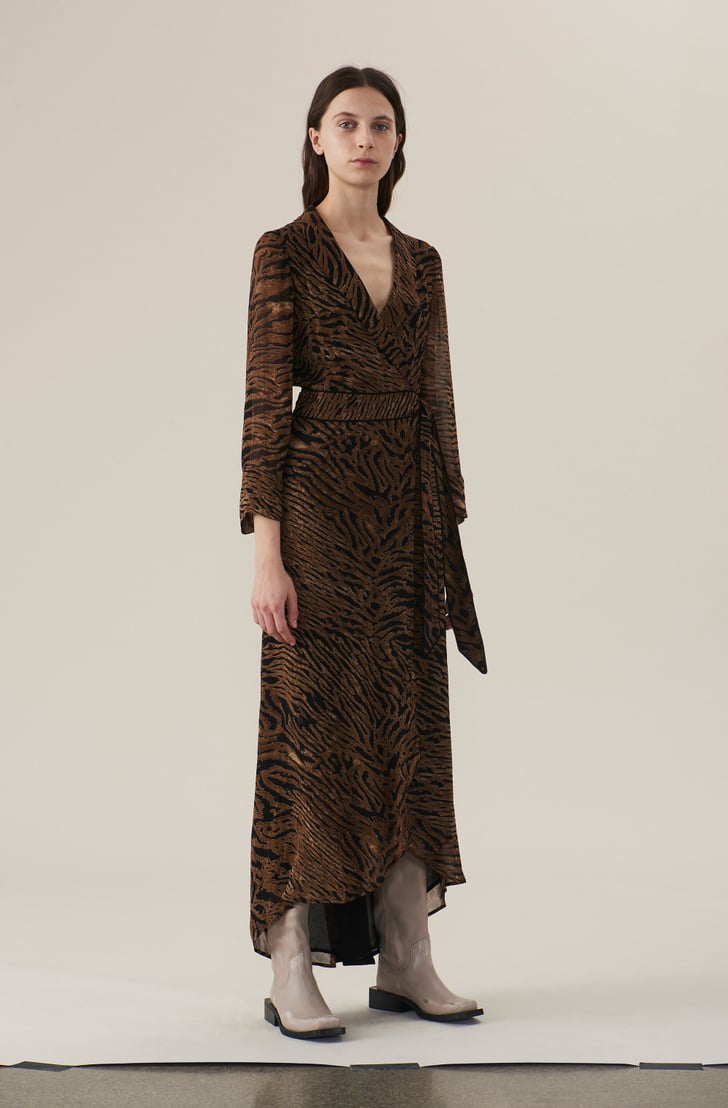 Ganni tiger 2025 print dress