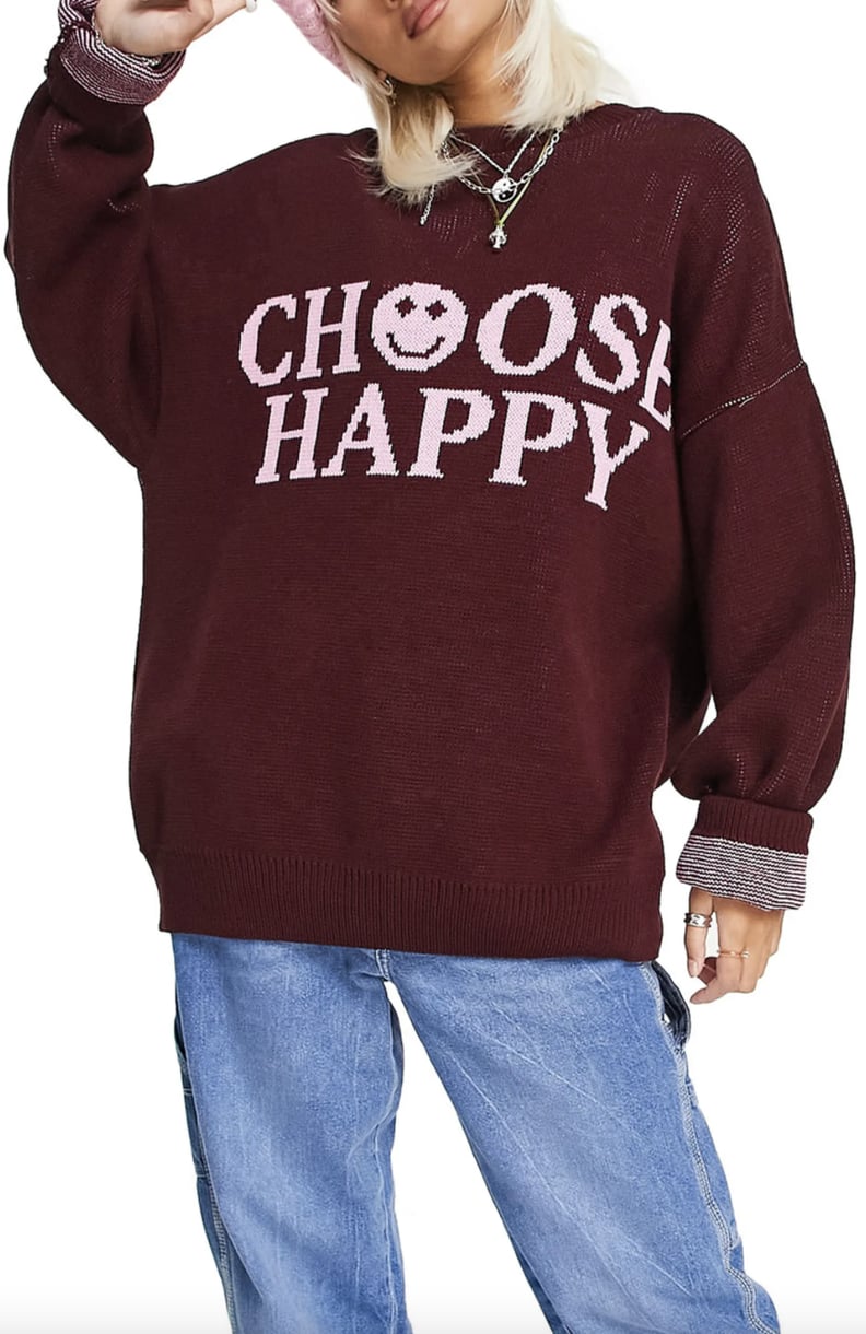 Share a Smile: Topshop Choose Happy Intarsia Graphic Sweater